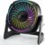 Small USB Desk Fan – 5.3 Inch Portable Table Fan with 3 Levels Air Flow, 8 Color LED Lights, 360° Rotation, Quiet Mini Personal Fan for Home Office Desktop