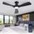 Depuley 42-Inch Ceiling Fans with Lights: Black 3 Blade Flush Mount Low Profile Ceiling Fan for Bedroom – Dimmable Indoor Outdoor Fan with Remote APP Control Ultra Quiet DC Motor Timer