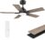 cumilo 42inch Downrod Ceiling Fan with Lights and Remote,Ultra Quite DC Motor,6 Reversible Speed,Energy-efficient,Modern Outdoor&Indoor 5 Fan Blades for Bedroom Living Room Patio Porch,Balck&Walnut
